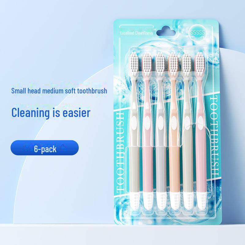 Семейная упаковка из 6 зубных щеток со смешанной щетиной — средней мягкости и жесткости