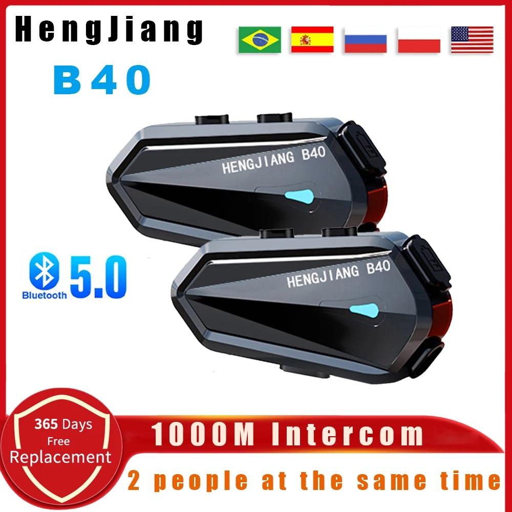 HENG JIANG B40 Шлем Bluetooth Гарнитура Интерком 1000м Смешанный Стерео Наушники Type-C IPX6 Водонепроницаемый 1600 мАч V5.3 MP3 Плеер