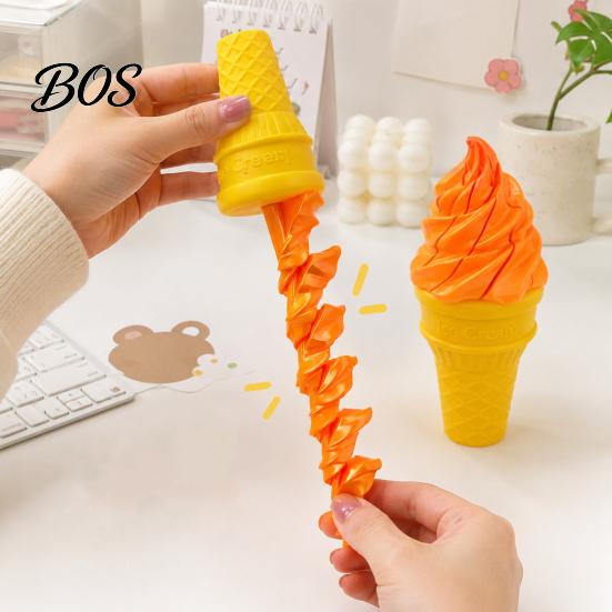 Fidget Toy for Stress Relief Telescopic Ice Cream Cone Toy, Novelty Spiral Swords, Sensory Realistic Anxiety, Portable Decompression Play Tool