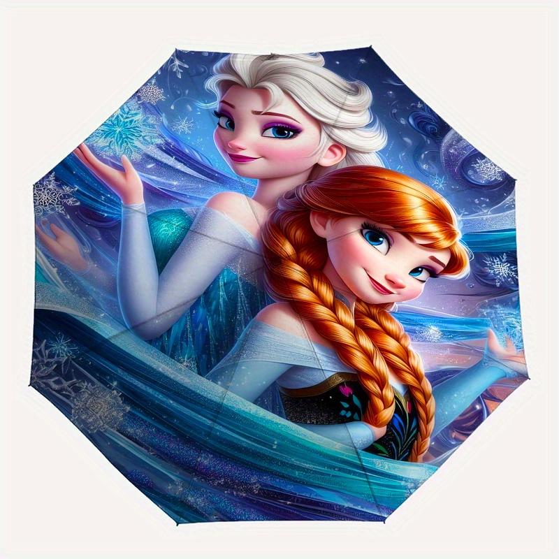 Disney Elsa,Anna,Frozen Fashion Manual Folding Umbrella - Reinforced Eight Ribs, Automatic Opening and Closing, Lightweight, Ssuitable For A
