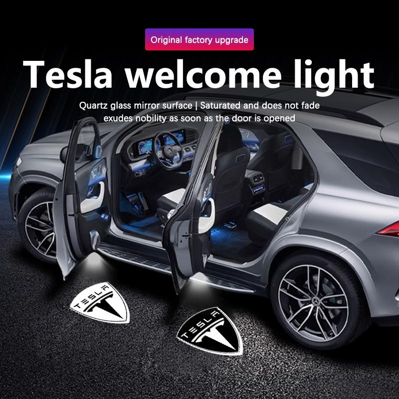 ALC1 LED Car Door Welcome Logo Shadow Projector Light Accessories For Tesla Model 3 Model S