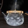 1000/1200ml Teapot High Borosilicate Glass Chinese Tea Ceremony Clear Teapot with Filter Wood Handle for Electric Ceramic Stove