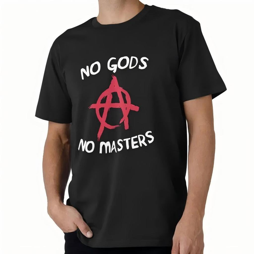 No Gods No Masters Anarchy Symbol Graphic T-Shirt