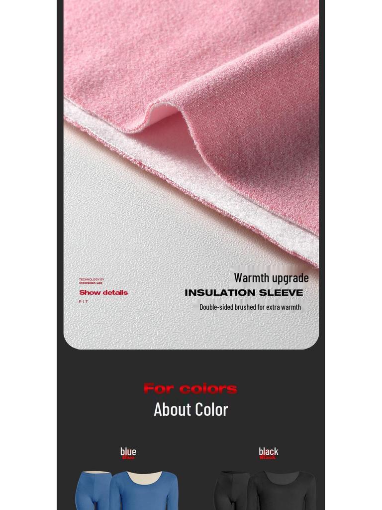 Women's Seamless Thermal Underwear Set: Plus Velvet Thick Top & Bottom; Thin, Cold-Proof for Autumn/Winter