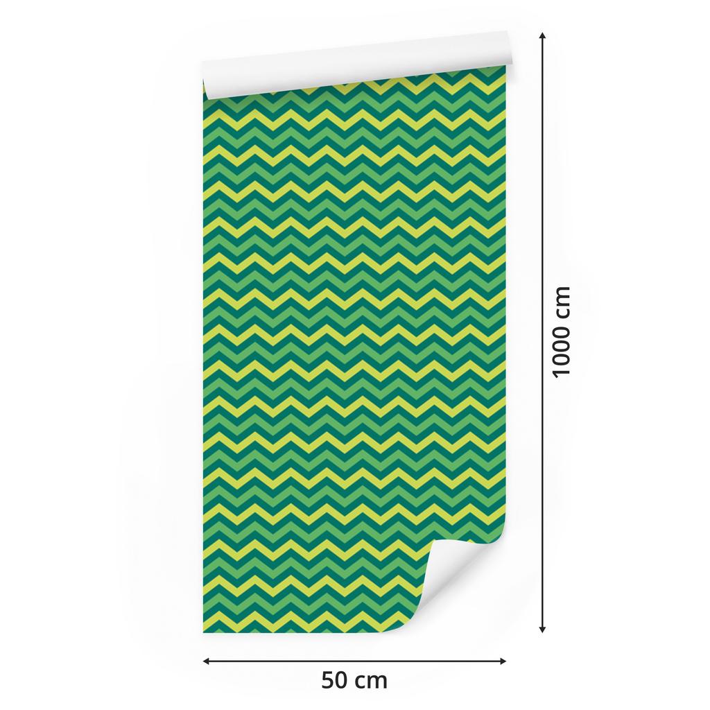 Green and Sea Zigzag Wallpaper for Living Room and Bedroom 50x1000