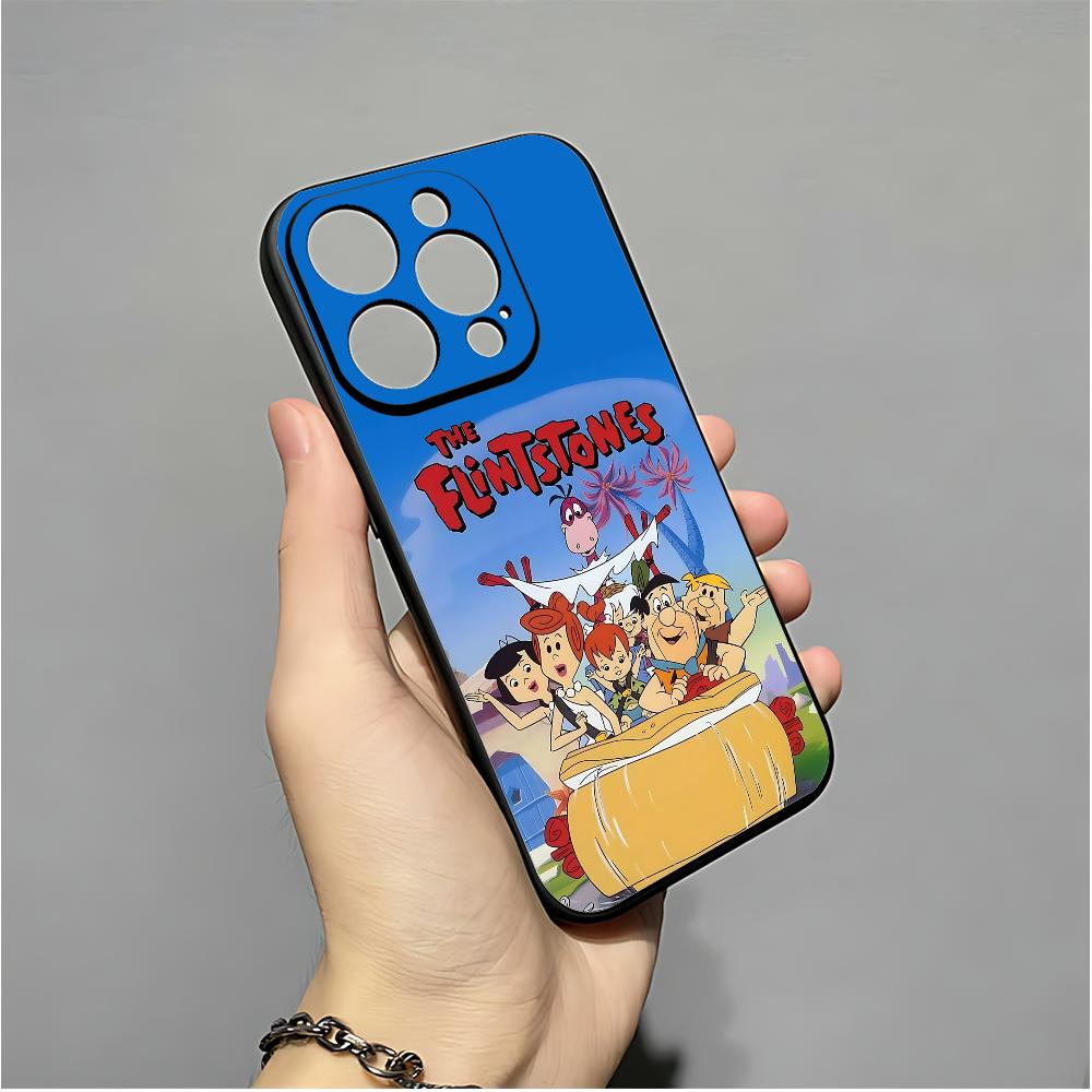 R-Cartoon The F-Flintstones Phone Case For IPhone 16,15,14,13,12,11,XS,XR,X,8,7,Pro,Max,Plus,mini Silicone Black Cover
