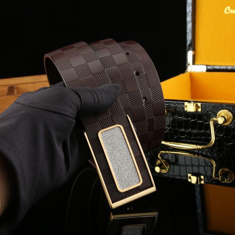 Men's Stylish Pure Cowhide Belt with Smooth Buckle - Casual and Versatile Wear