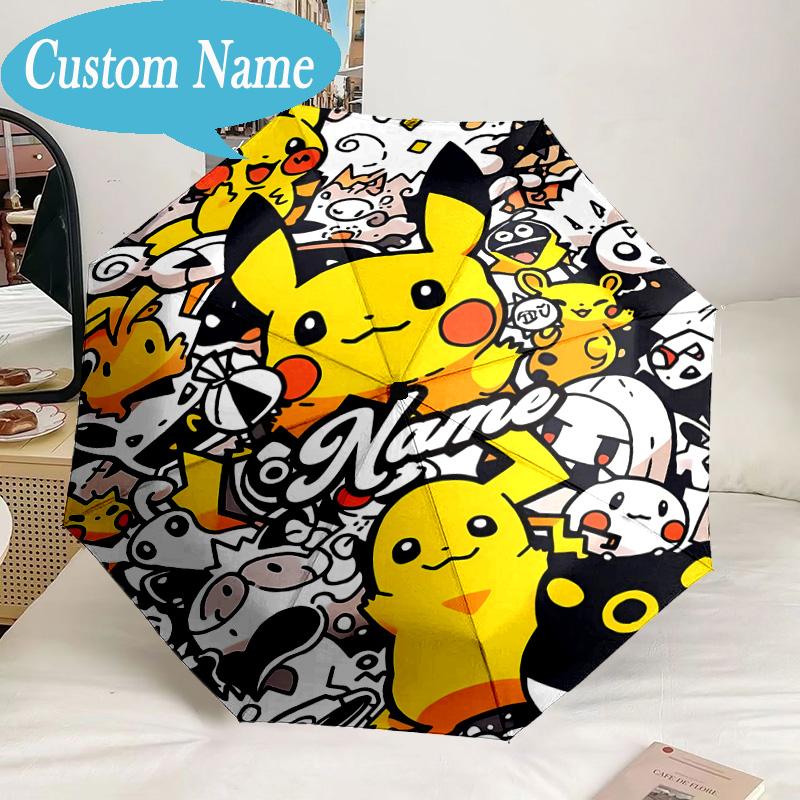 Custom Name Umbrella Pika Ball Collection Umbrella 8-Frame for Travel, Camping, Casual Lightweight Portable, Essential for Family Gifts