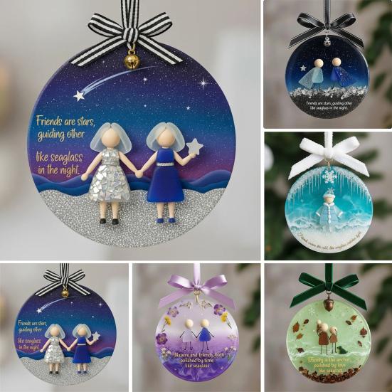 Украшение-дружба из морского стекла Круглое Ручной работы Украшение на елку из морского стекла с трогательным посланием Подарки дружбы для лучших друзей