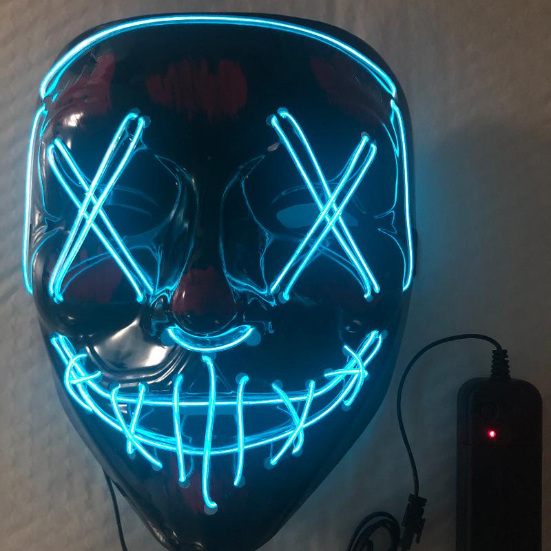 Halloween Mask Mixed Color Led Mask Party Masque Masquerade Masks Neon Maske Light Glow In The Dark Horror Mask Glowing Mask
