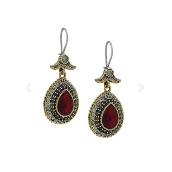 Didar Sultan Series Ruby Stone Set Drop Silver Тройной женский комплект украшений