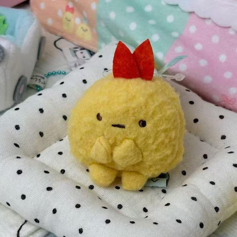 Cute Fried Shrimp Plush Toy Keychain Mini Cartoon Doll Backpack Pendant Bag Charm Decor