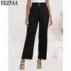 Women's Fashion Casual Solid Color Print High Waist Trousers Pants & Capris