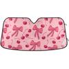 Bow Cherry Pink Windshield Sun Shade Blocks UV Rays Sun Visor Protector Sunshade Accordion Folding Sun Reflector Auto For Car Truck SUV To Keep Your