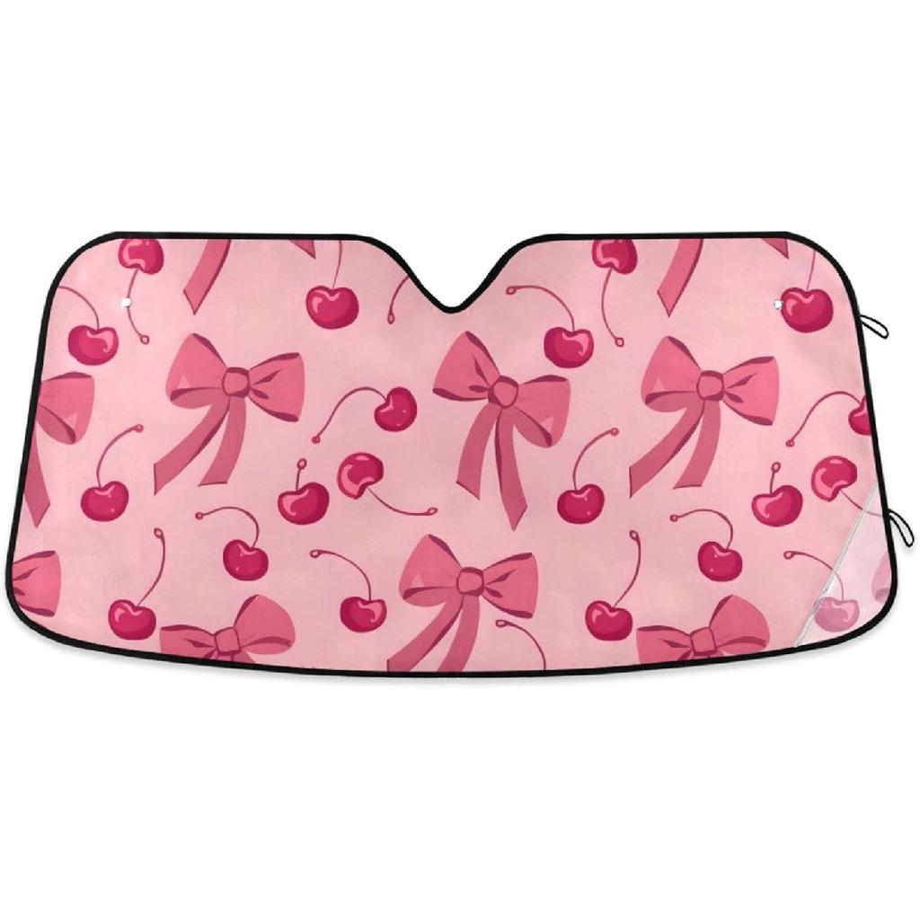 Bow Cherry Pink Windshield Sun Shade Blocks UV Rays Sun Visor Protector Sunshade Accordion Folding Sun Reflector Auto For Car Truck SUV To Keep Your