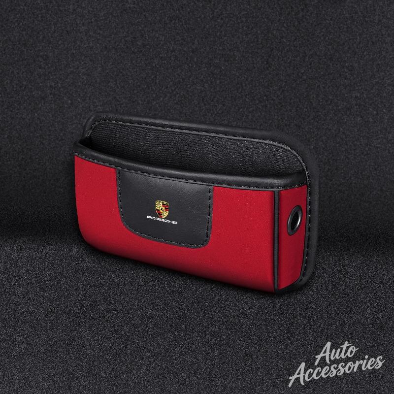 hbcr1 Car Interior Leather Storage Pocket Organizer Bag Seat Tidying Box For Porsche Cayenne Panamera Macan 911 Taycan Boxster sticker