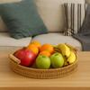 Handmade Imitation Rattan Woven Baskets Plastic Bread Fruit Storage Tray  Tabletop