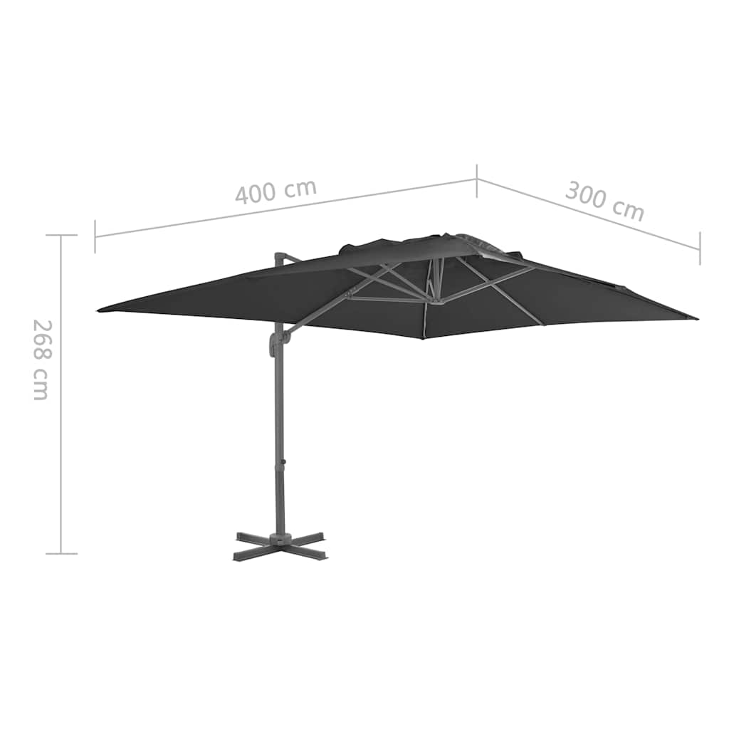 Cantilever Umbrella with Aluminum Pole 400 x 300 cm Anthracite