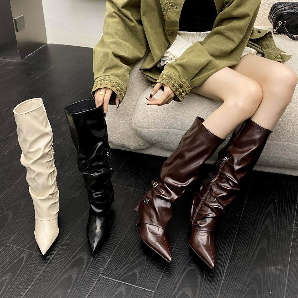 Autumn and winter new pointed thin heel high heel temperament French fashion sexy beautiful boots