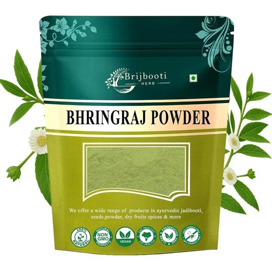 Brijbooti Bhringraj Powder for Hair Growth 200 Gram | bhringraj powder for eating | Natural Formula For Hair Mask & Growth