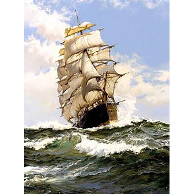 DIY 5D Diamond Painting Sailboat Diamond Embroidery Ship Cross Stitch Full Round Round Drill Mosaic Manual Art Gift Home Decor