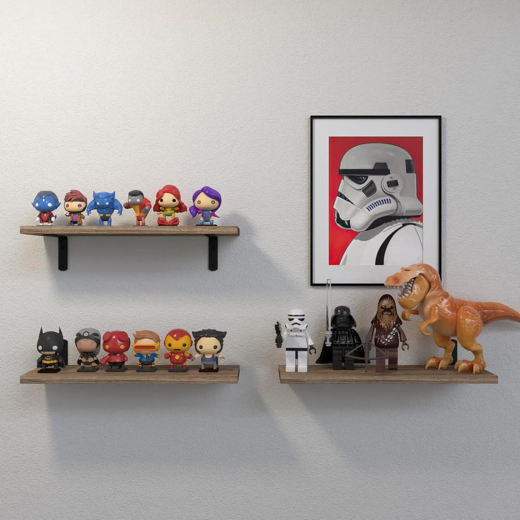 Rustic Wooden Floating Shelves Set of 3pcs Decor Wall Mounted Shelves for Bathroom Living Room Bedroom Ecoco Bathroom Shelf