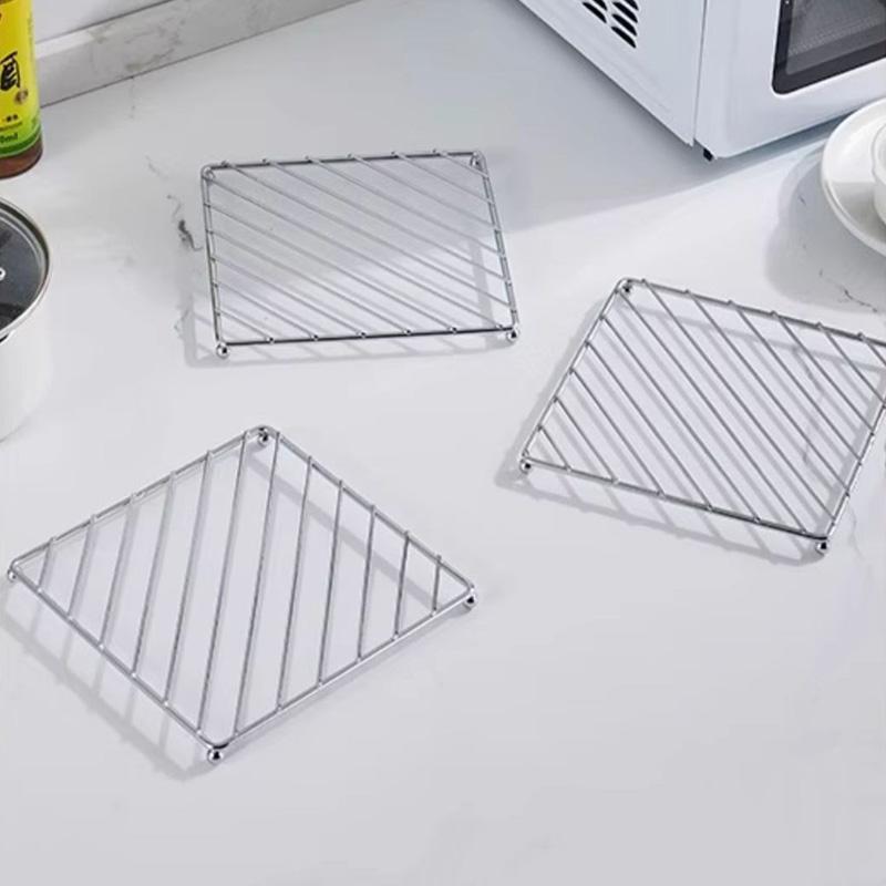 Квадратная металлическая подставка под горячее, подставки, теплоизоляционная подкладка для миски, тарелки, кастрюли, горшка, держатель для кухонной утвари, сервировочная салфетка, кухонные инструменты