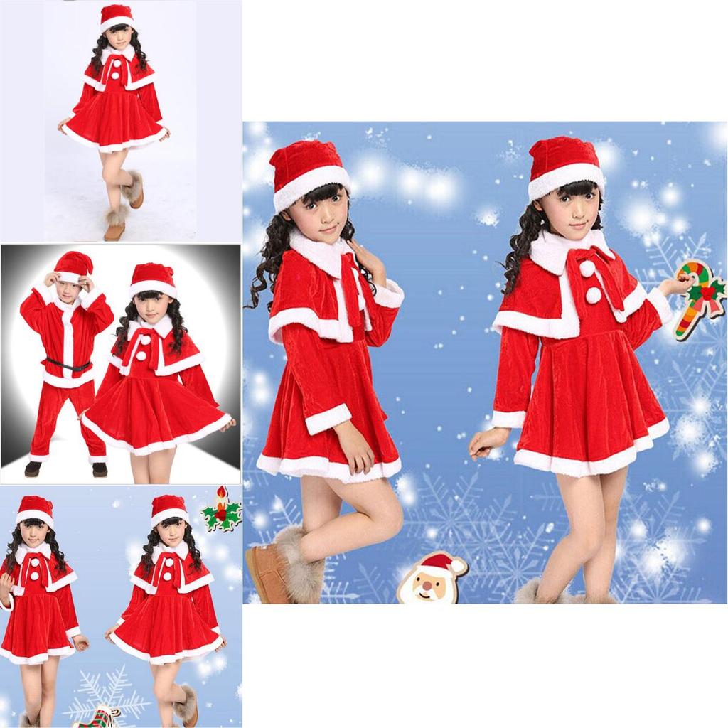 Premium Quality Velvet Kids Santa Claus Costume Red Christmas Outfit For Boys And Girls