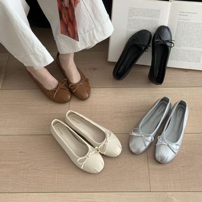 Туфли-лодочки с круглым носком, неглубоким вырезом, на плоской подошве, женские, новые 2025, нежные, на один шаг, универсальные, ретро, одинарные туфли