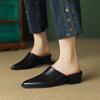 2024 Новые лаконичные женские туфли-лодочки весна-лето офисные повседневные мюли из натуральной кожи с острым носком на толстом каблуке тапочки женские