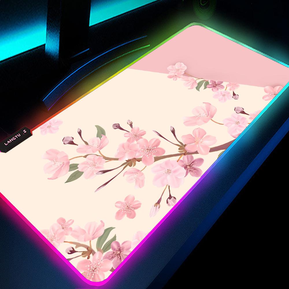 Коврик для мыши XXL Кавайный коврик для мыши Компьютерный Розовый RGB Игровая девушка С подсветкой Коврик Игровые аксессуары Коврик на стол Коврик для мыши Милый коврик для рабочего стола