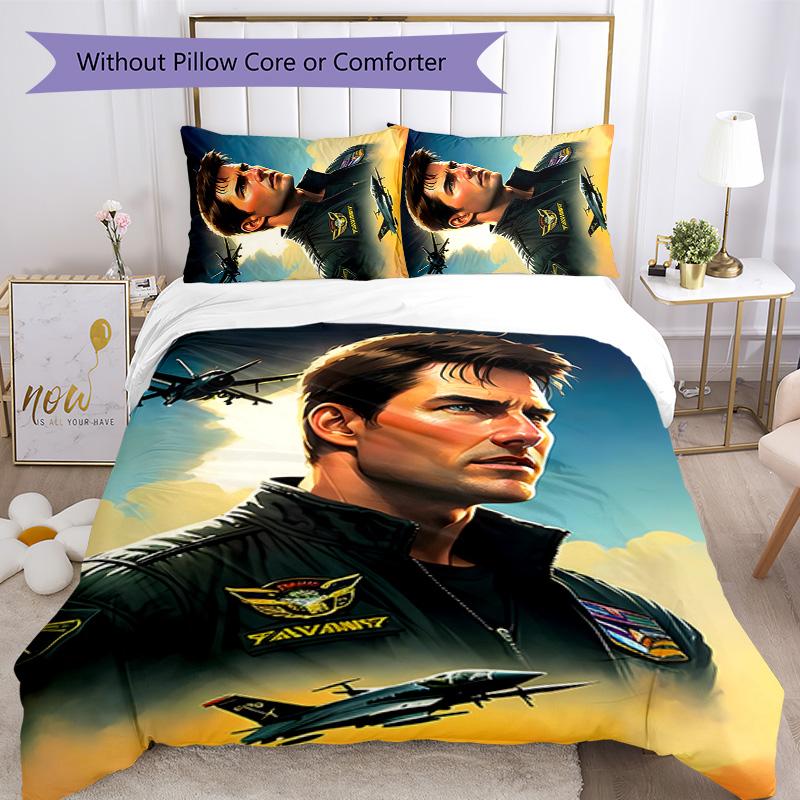 Top Gun 3pcs Bedding Set Duvet Cover Closure Includes 1 Duvet Cover & 2 Pillowcases for All Seasons Bedroom Home Dorm Decor