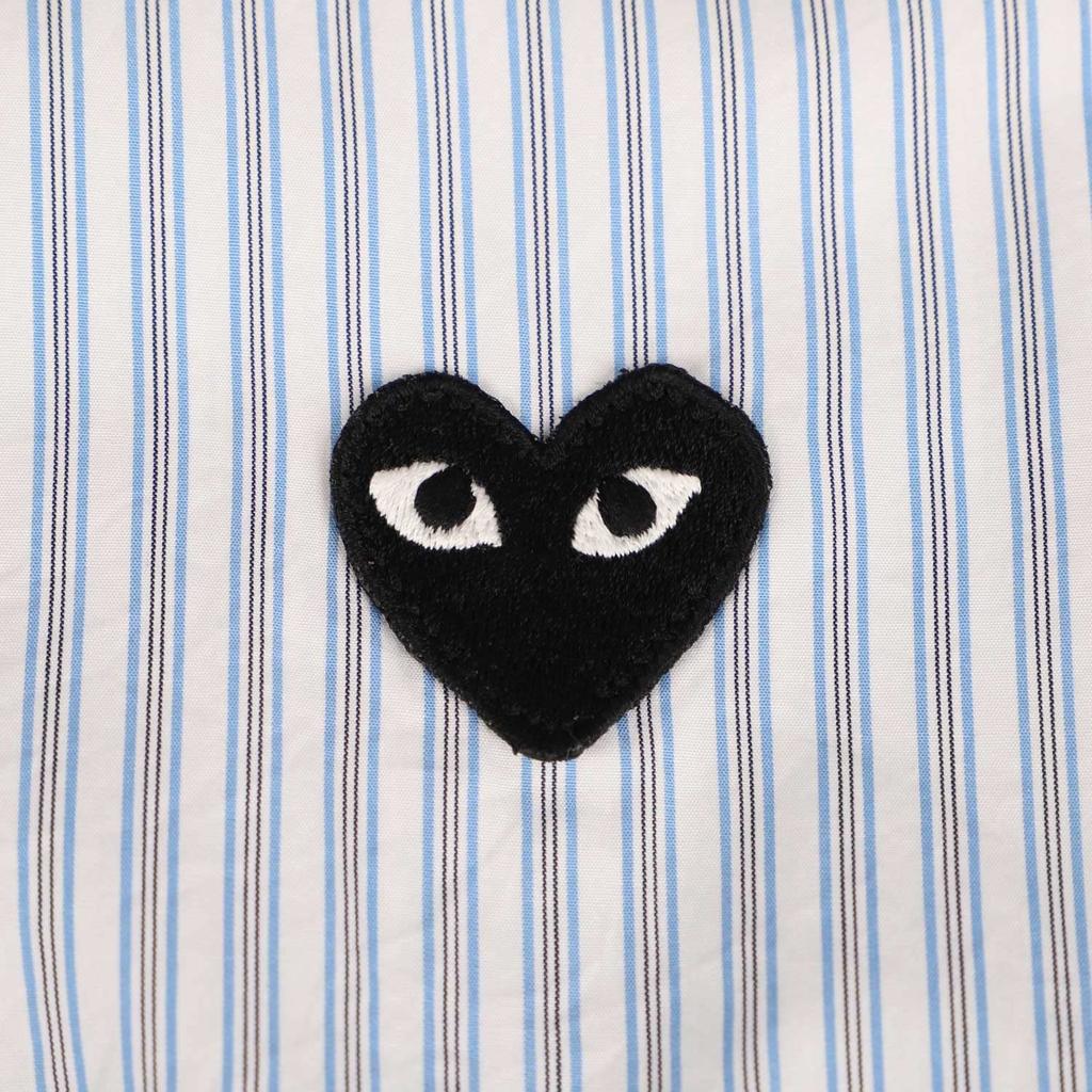 COMME des Футболка с длинным рукавом в полоску с логотипом черного сердца PLAY COMME des GARCONS PLAY S ПОЛОСАТАЯ ФУТБОЛКА B020 Синий L [PLAY GARCONS] Мужская [Товар]