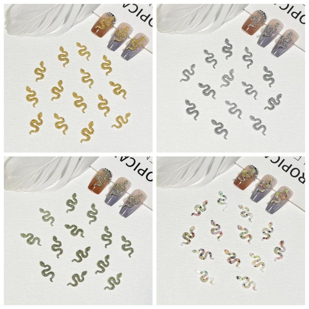 50 Pcs Mini Snake Nail Art Accessories Flatback Snake Nail Stickers DIY Nail Art Decoration  Women