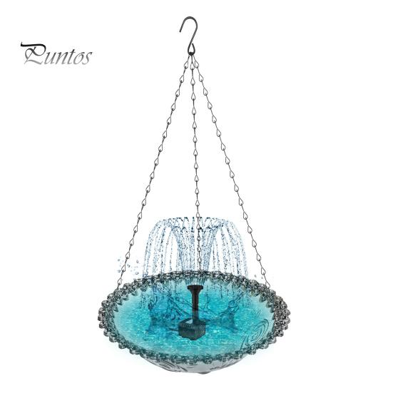Подвесная ванна для птиц с солнечным фонтанным насосом для сада, поднос для кормушки колибри, солнечная энергия, фонтан, ванна для птиц, чаша для улицы