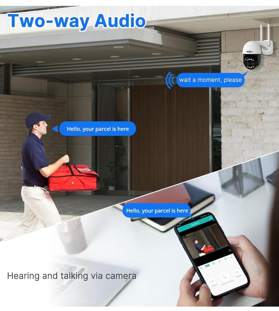 Hiseeu 4K 8MP Wireless Security Camera, Dual Lens, 8X Zoom, 2-Way Audio, Full-color Night Vision, Human Detection