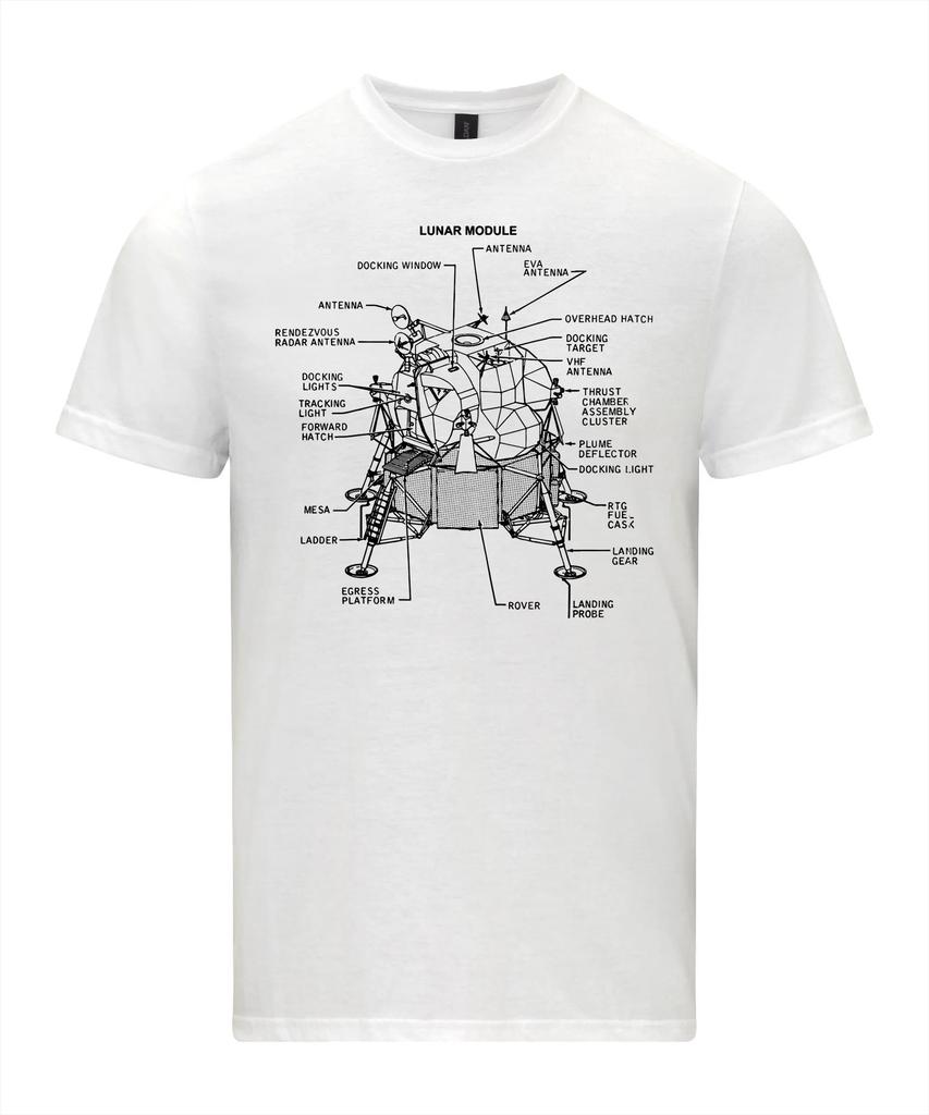 Футболка «Орел» лунный модуль Аполлон-11 Посадка на Луну Футболка Графические футболки Ретро Уличная одежда Футболка с круглым вырезом и короткими рукавами Мужская футболка