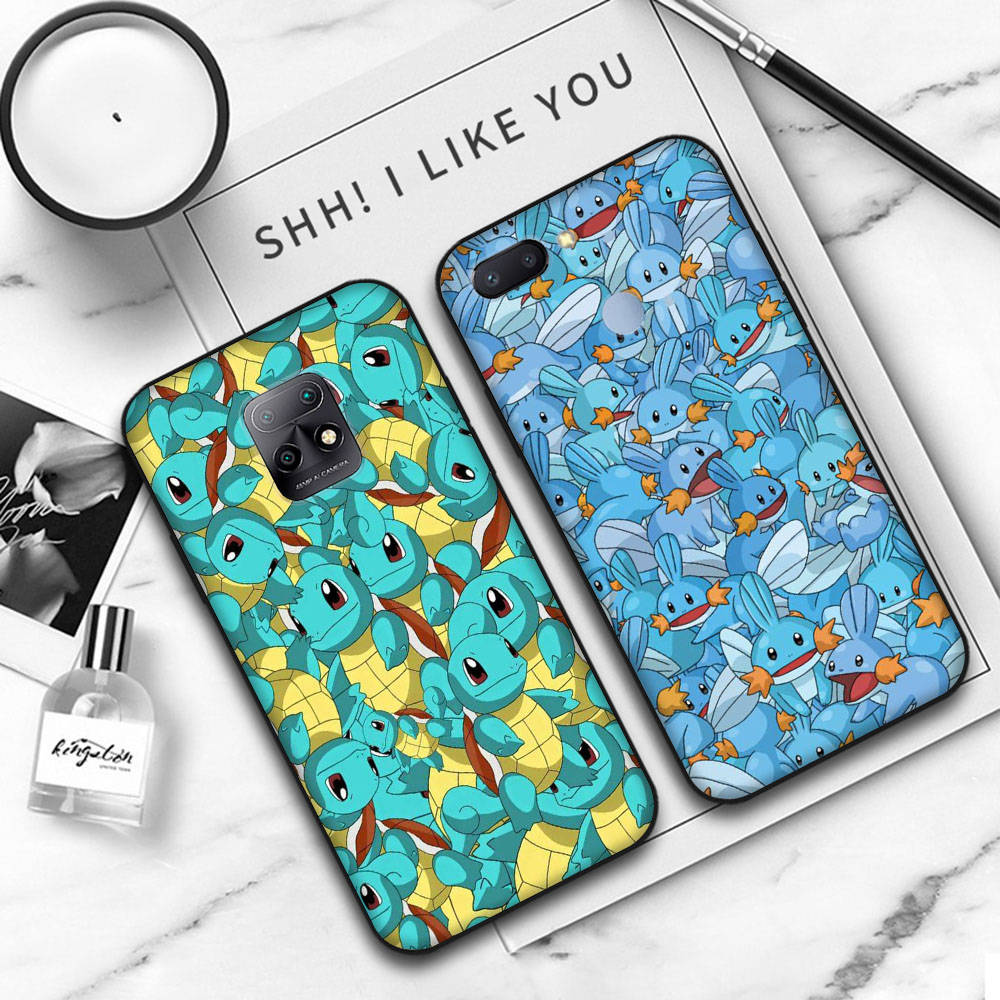 JP38 Pokemon Pikachu Black Soft Case for Xiaomi Poco X6 X4 M5 M6 F5 F6 C65 C55 C50 C51 C40 Pro Redmi 14C A3X 13C 12C 11T 10A 9C Note 7 6 8A Plus
