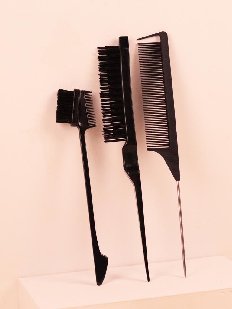 Набор из 3 расчесок для укладки волос с пробором для плетения косичек, расческа-хвостик из нержавеющей стали, инструмент для укладки волос в салоне. Специально для париков из натуральных волос