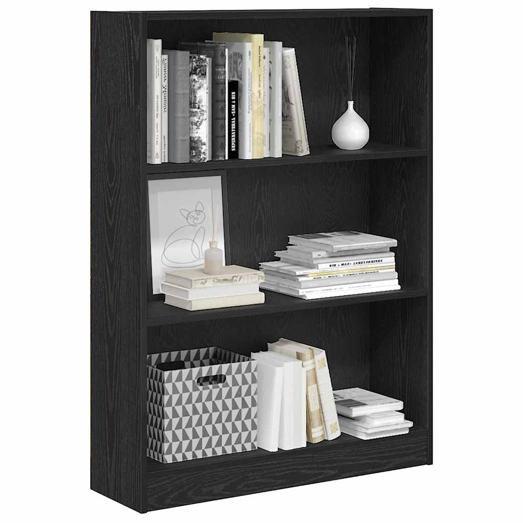 Bookshelf Black Oak Effect 80 x 24 x 109 cm Engineered Wood