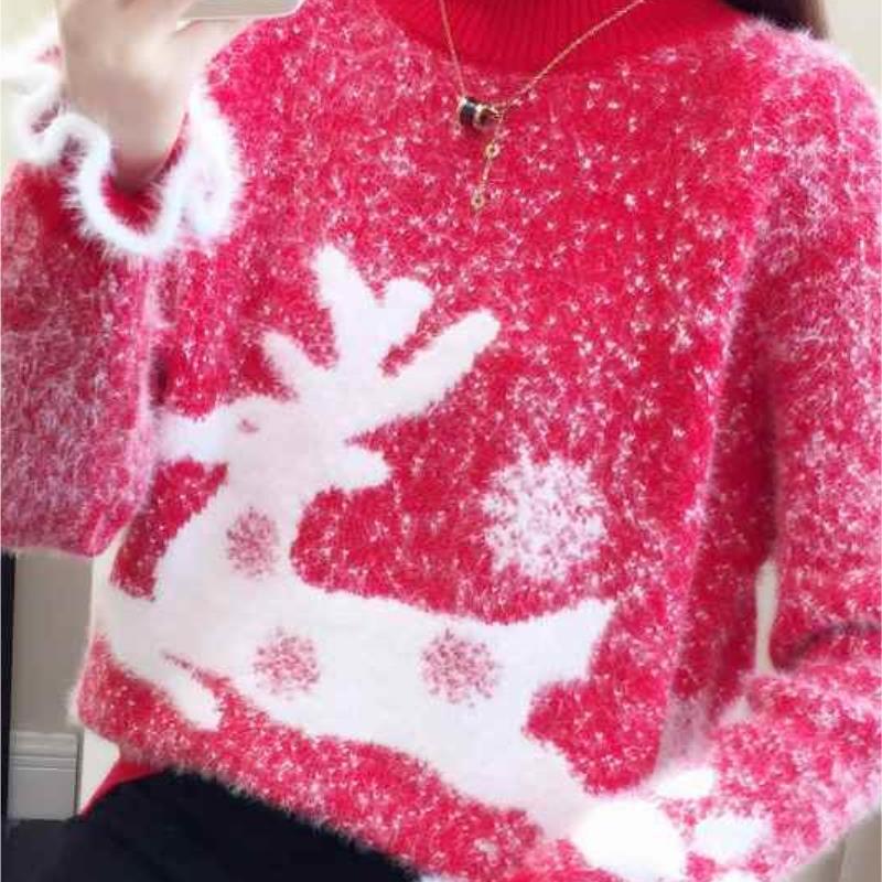 Пуловер Толстый Вязаный Рождественский Свитер