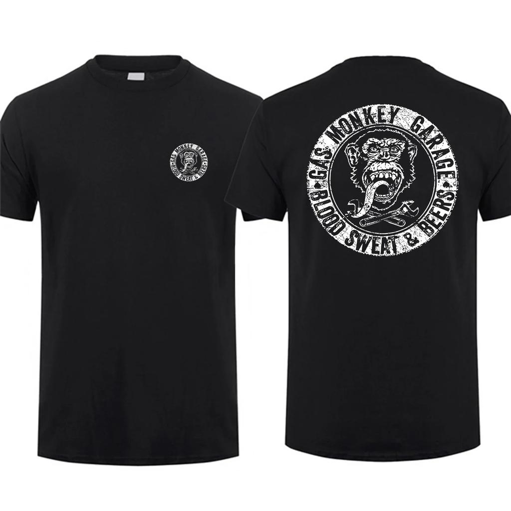 Футболка мужская из хлопка Amazing Tees, повседневная, большого размера, Gas Monkeys Garage Hot Rods Circle Logo Limited, двухсторонняя футболка, мужские футболки