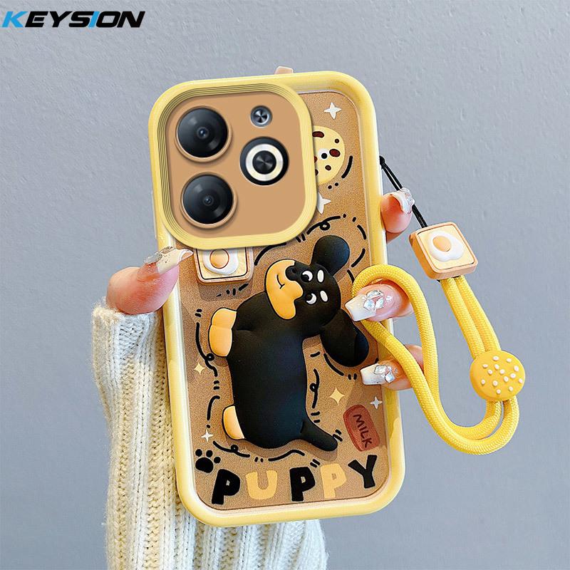 KEYSION Противоударный чехол для Realme Note 70 70T со шнурком Мягкий силиконовый Милый 3D мультяшный кукольный чехол для задней панели телефона для OPPO Realme 70T 70