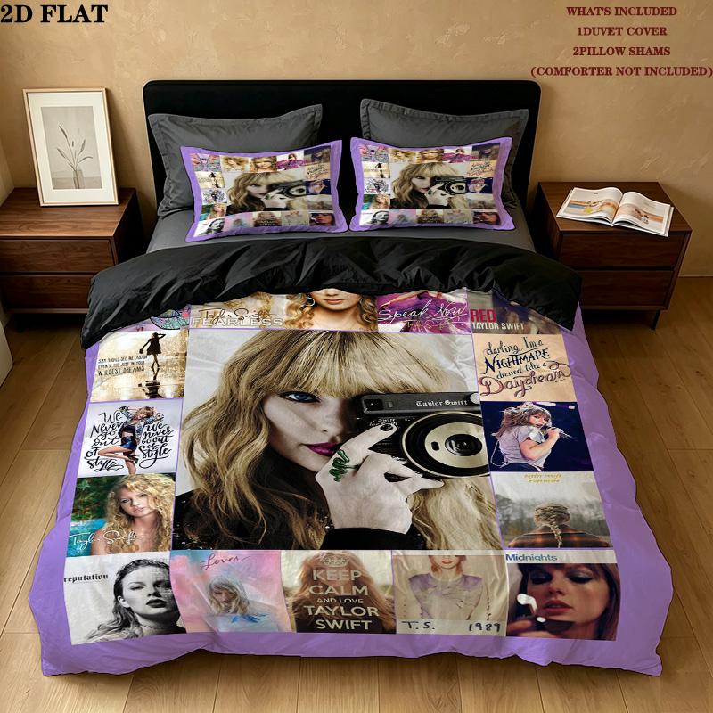 Taylor Pattern Bedding Quilt Set Quilt Cover Pillowcase Home Birthday Gift(1 * duvet cover + 2 * pillowcase, without core)