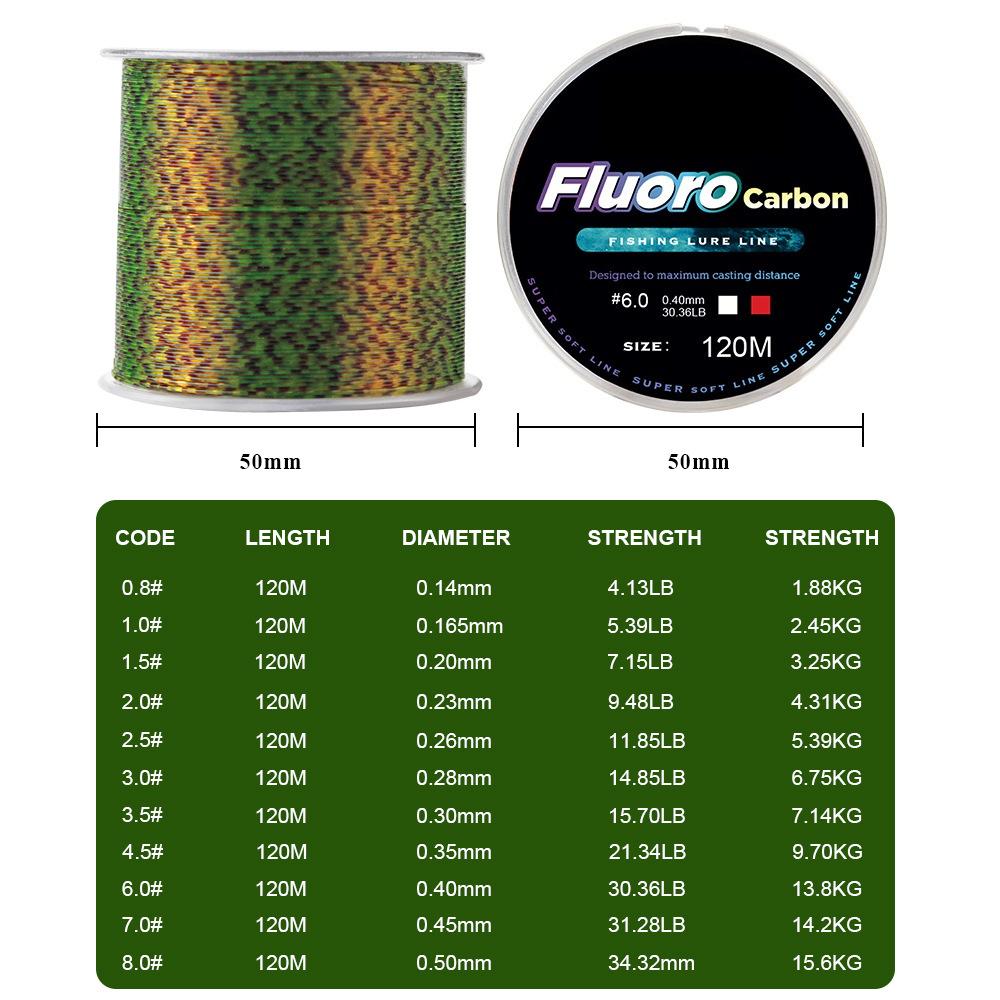 120М Цветная Супер Невидимая Пятнистая Леска Монофиламентная Леска Пятнистая с Флюорокарбоновым Покрытием Леска для Карповой Рыбалки Песка