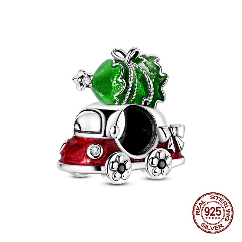 Зимние Шармы Медь Лось Медведь Санта Клаус Шармы Бусины Подходят для Оригинальных Браслетов Для Женщин Сделай Сам Праздничные Ювелирные Изделия Подарки