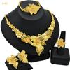 Dubai Jewelry 24k Gold Plated Bridal Jewelry Set Necklace Earrings Middle East Dubai Gold Wedding Jewelry Four-piece Set 2026