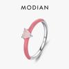 925 Sterling Silver New Design Pink Enamel Ring Trendy Heart Opal Stackable Jewelry For Women Party Fine Jewelry Gift