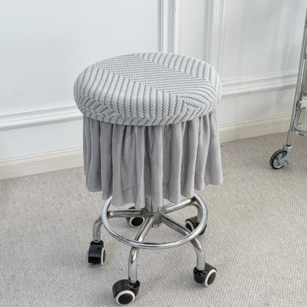 New Full-Coverage Bar Round Stool Cover with Skirt Hem Elastic Round Chair Cover Washable Non-slip Seat Chair Slipcover