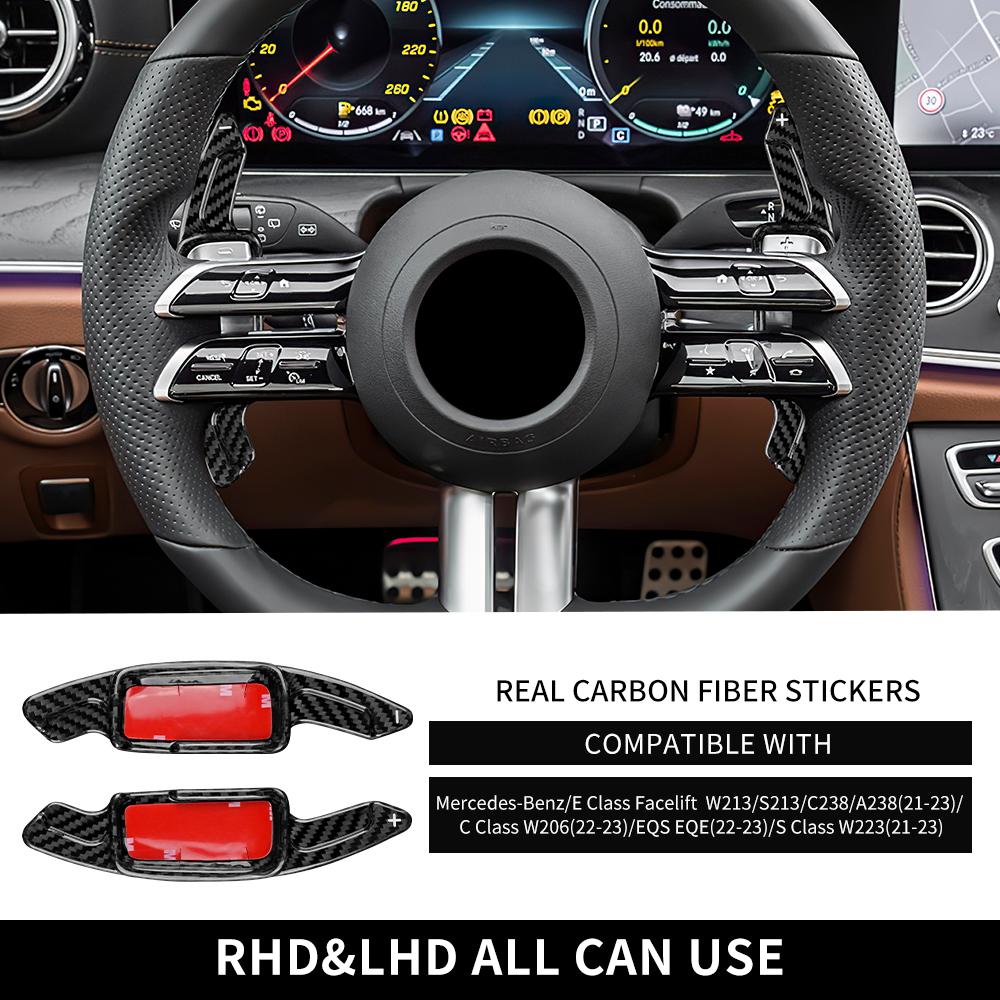 Real Hard Carbon Fiber Paddle Cover for Mercedes-Benz C Class W206 E Class W213 S213 C238 A238 S Class W223 EQS EQE Accessories